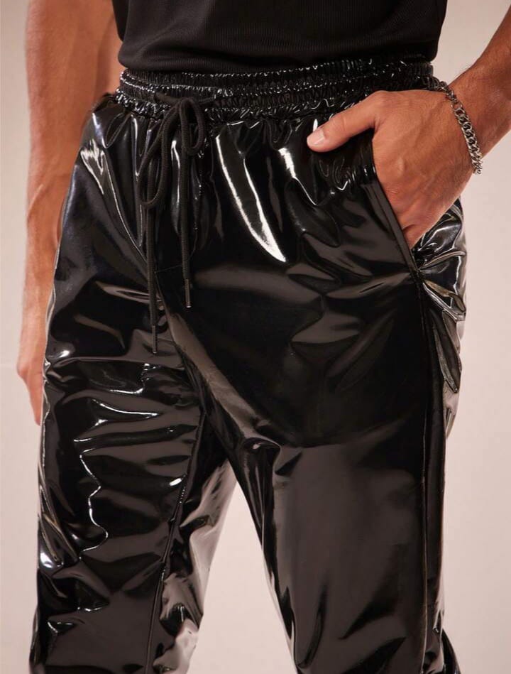 Men's Holographic Drawstring Waist Trousers